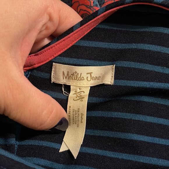 Matilda Jane Blue Striped and Pink Roses Dress Women's Size XS - Picture 5 of 6